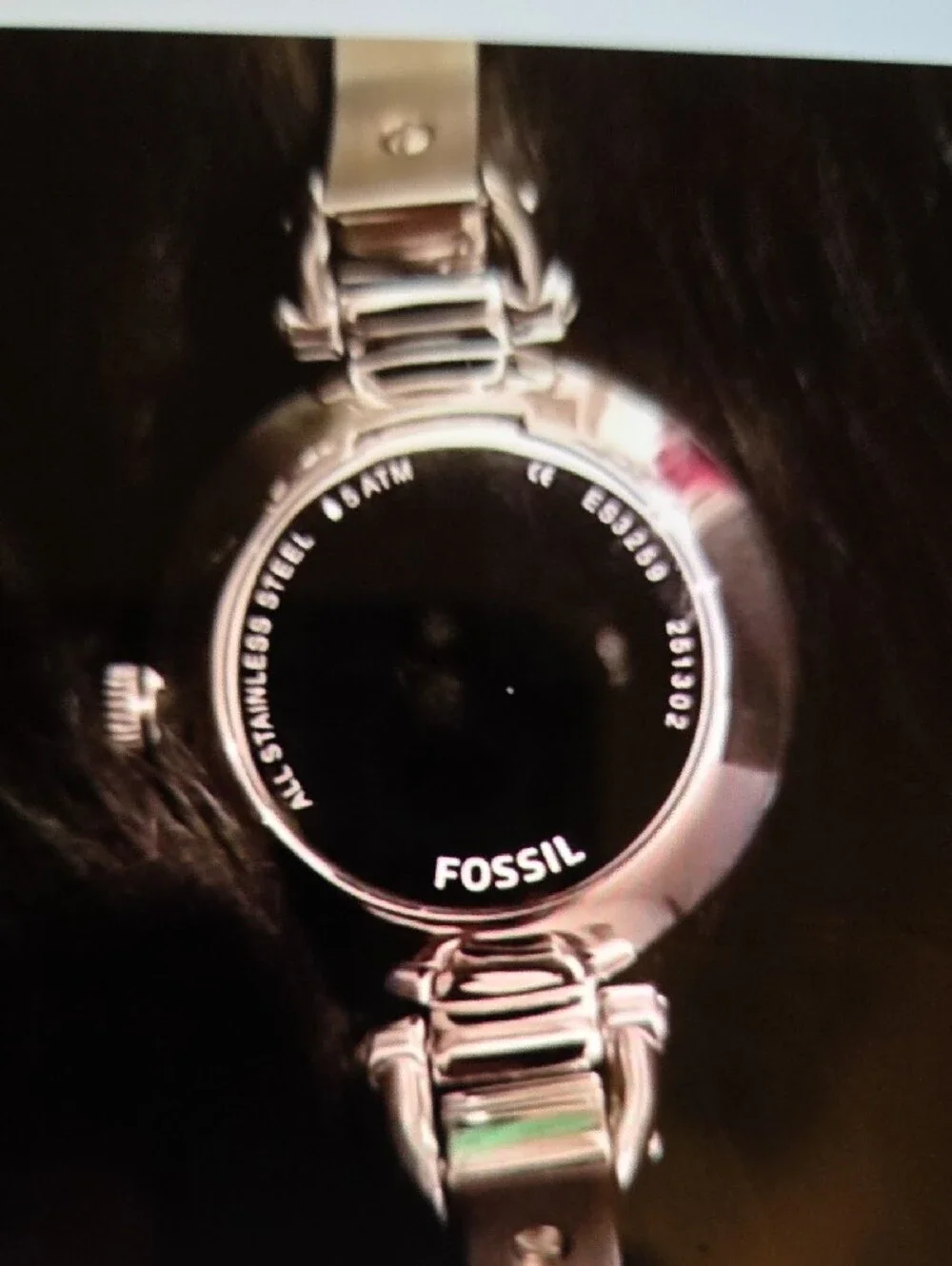Fossil White Leather Strap Ladies Watch with Silver Case